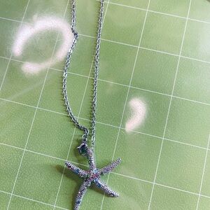 Sparkling Starfish Pendant Necklace - Multicolor